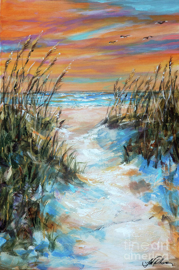 Sunrise Through Dunes Painting by Linda Olsen