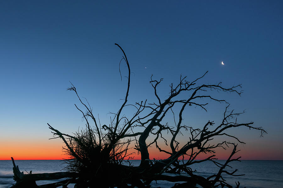 Sunrise Venus and the Moon Photograph by John Kirkland