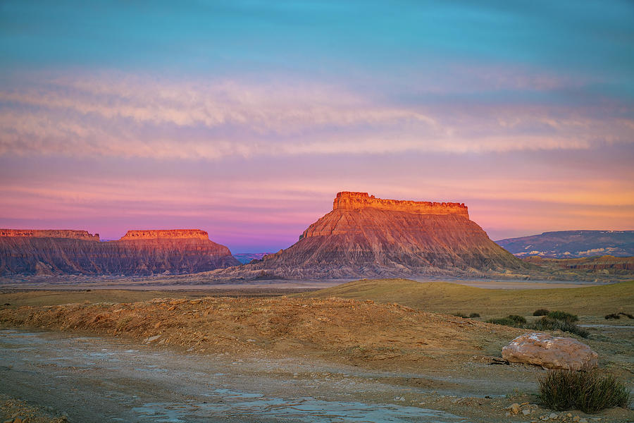 Sunrise View of Factory Butte Photograph by Rose and Charles Cox
