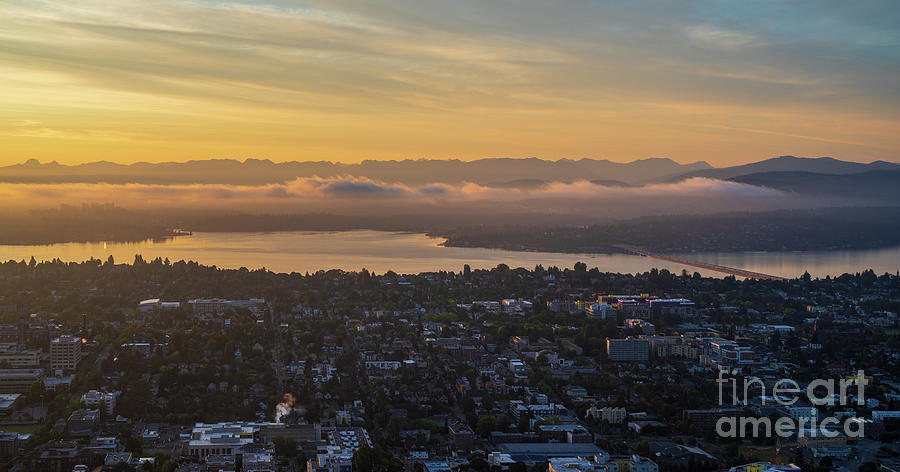 Sunrise View Over Lake Washington Bellevue And Mercer Island Photograph