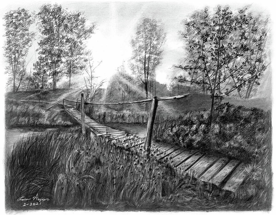 Sunrise Walkway Drawing by Lena Auxier