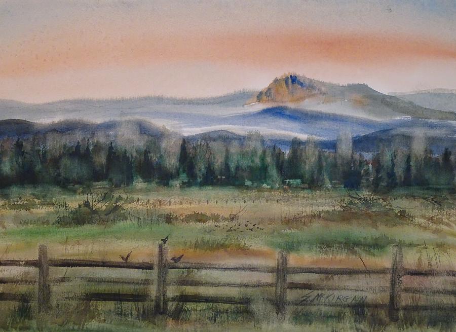 Sunriver, Paulina Peak Painting by Sally McKirgan