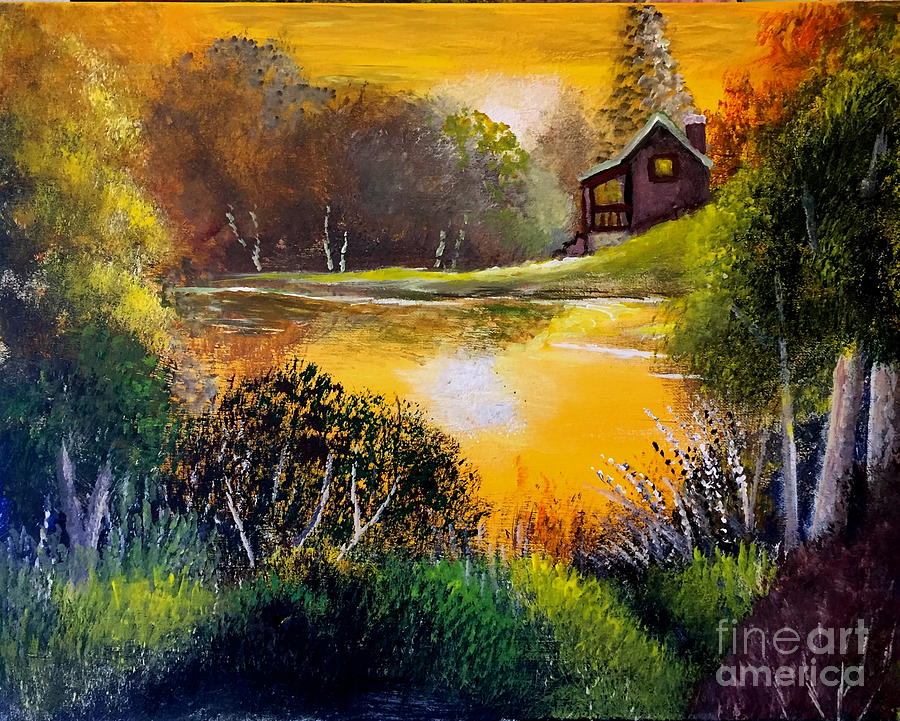 Sunruse Cabin Painting by Sandra Young Servis - Fine Art America