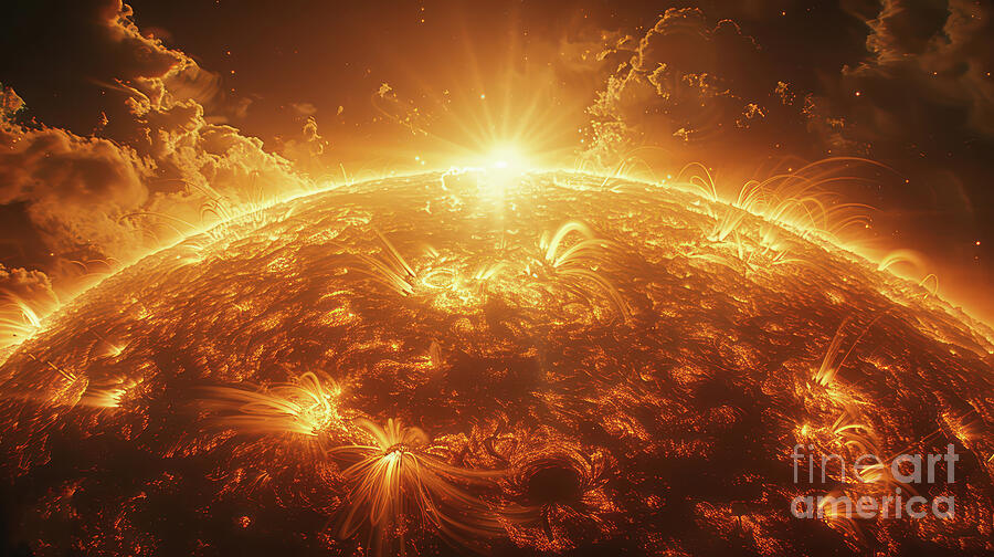 Space Digital Art - Suns Embrace by Lauren Blessinger