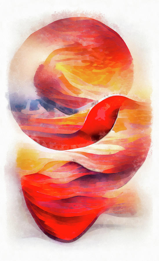 Sunset 02 Abstract Watercolor Painting Red Orange Painting by Matthias Hauser
