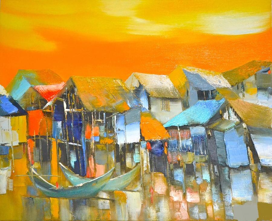 Boat Painting - Sunset #9  by Phuong