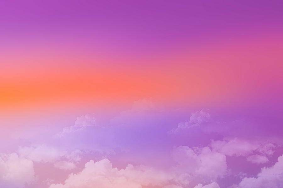 Sunset above the clouds purple orange sky Digital Art by Foonyin Lim ...