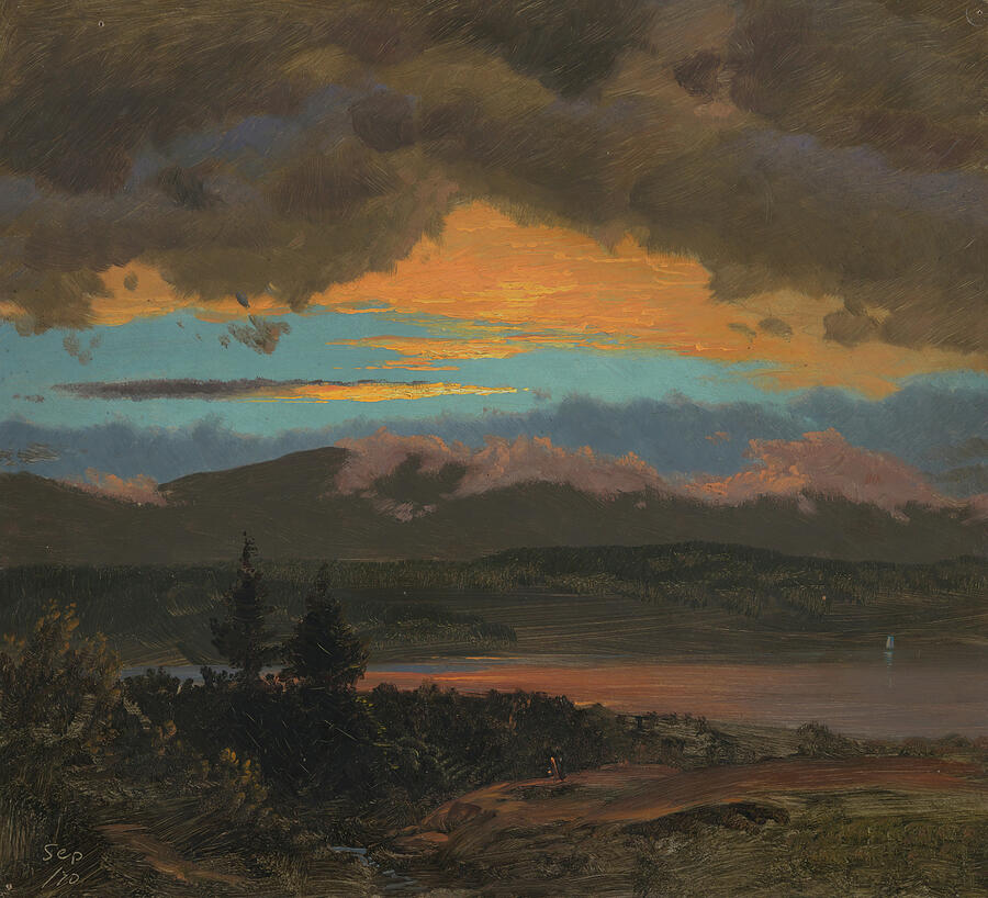 Sunset across the Hudson Valley, New York 1870 Painting by Frederic Edwin Church Sunset across the Hudson Valley, New York 1870 Painting by Frederic Edwin Church