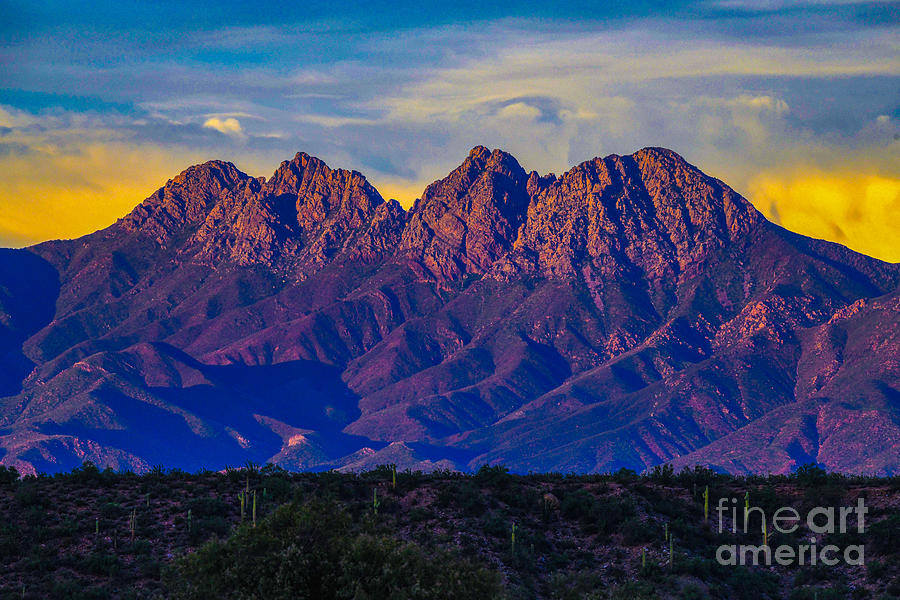 Sunset across the Valley at Four Peaks Digital Art by Tammy Keyes
