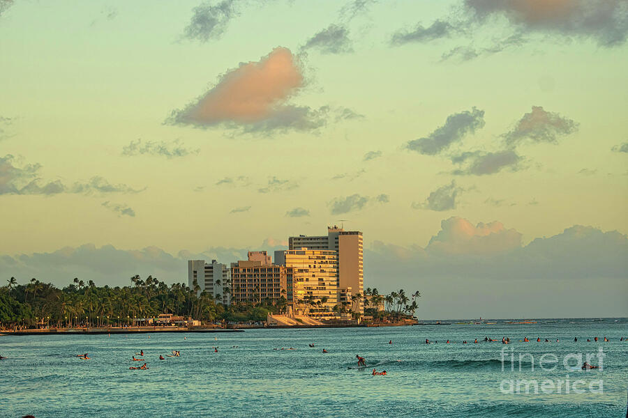 Sunset Across Waikiki Beach Photograph by Diana Mary Sharpton