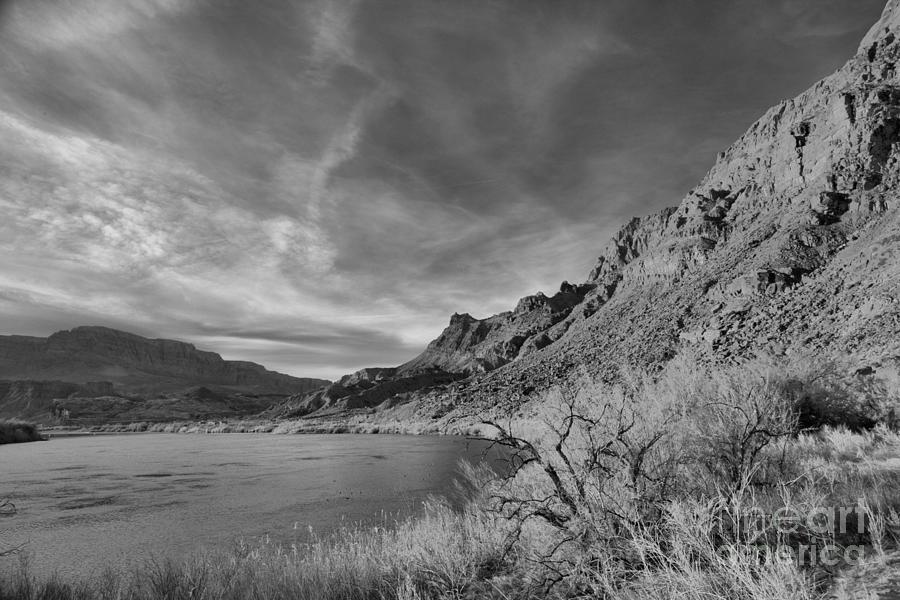 Sunset Along The Little Colorado River Black And White Photograph by Adam Jewell