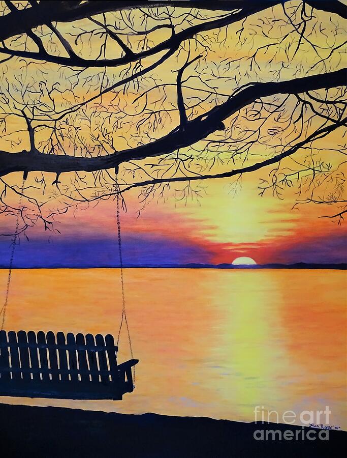 Sunset and a swing  Painting by Lisa Rose Musselwhite