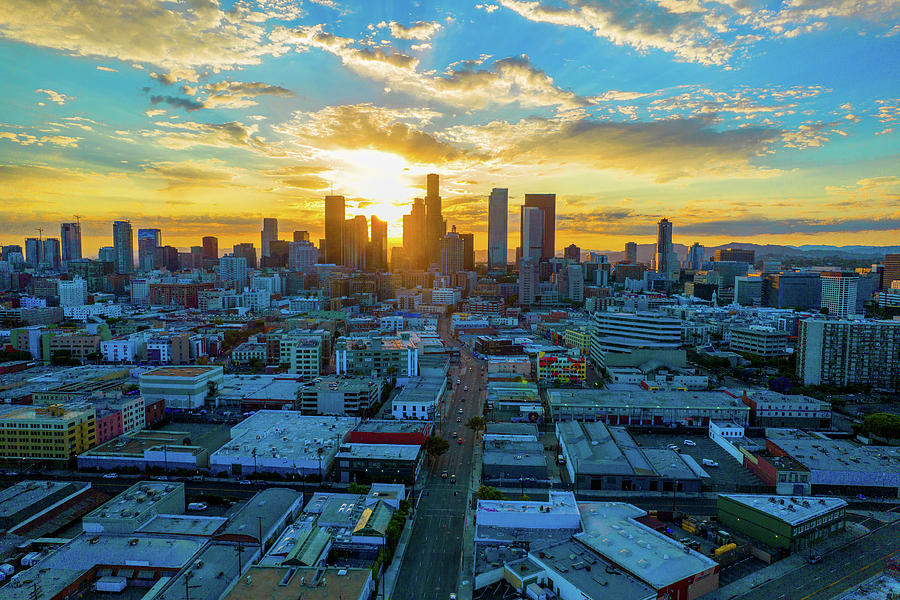 Sunset And Clouds Over Dtla Photograph