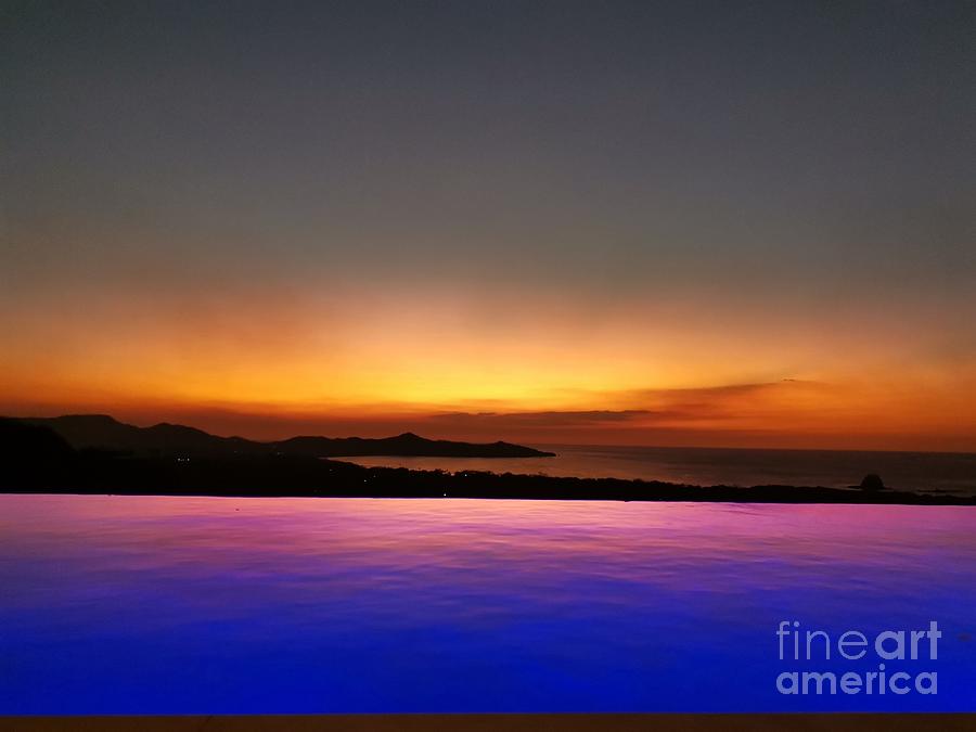 Sunset and infinity pool  Photograph by Natalia Wallwork