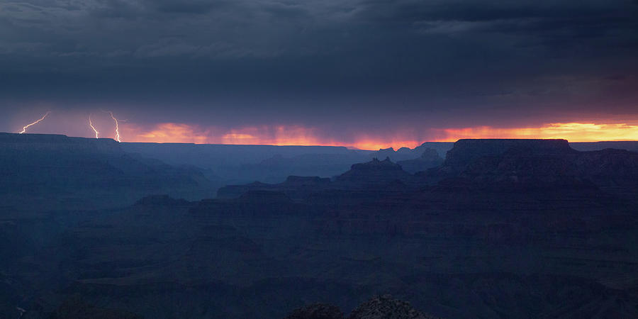 Sunset and Lightning Photograph by Joe Kopp