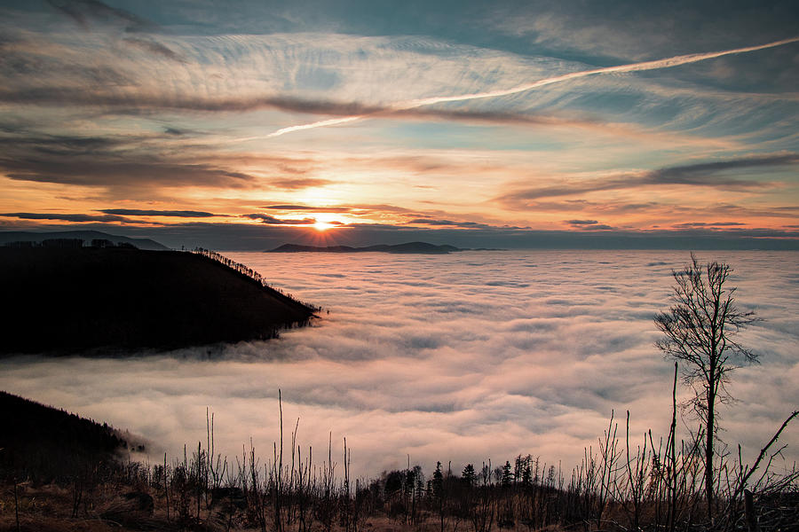 Sunset and sea of clouds Photograph by Vaclav Sonnek
