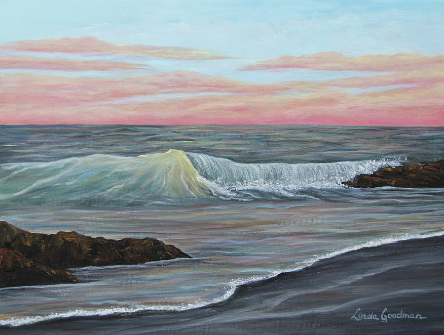 Sunset And Waves II Painting by Linda Goodman