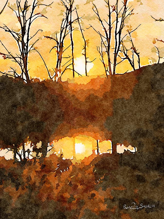 Sunset Digital Art - Sunset as the Phoenixs Rise by Pamela Storch