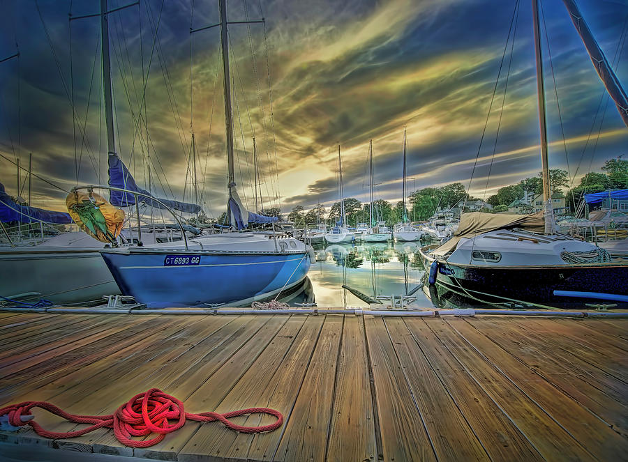 Sailboats Docked At Sunset Photograph by Cordia Murphy