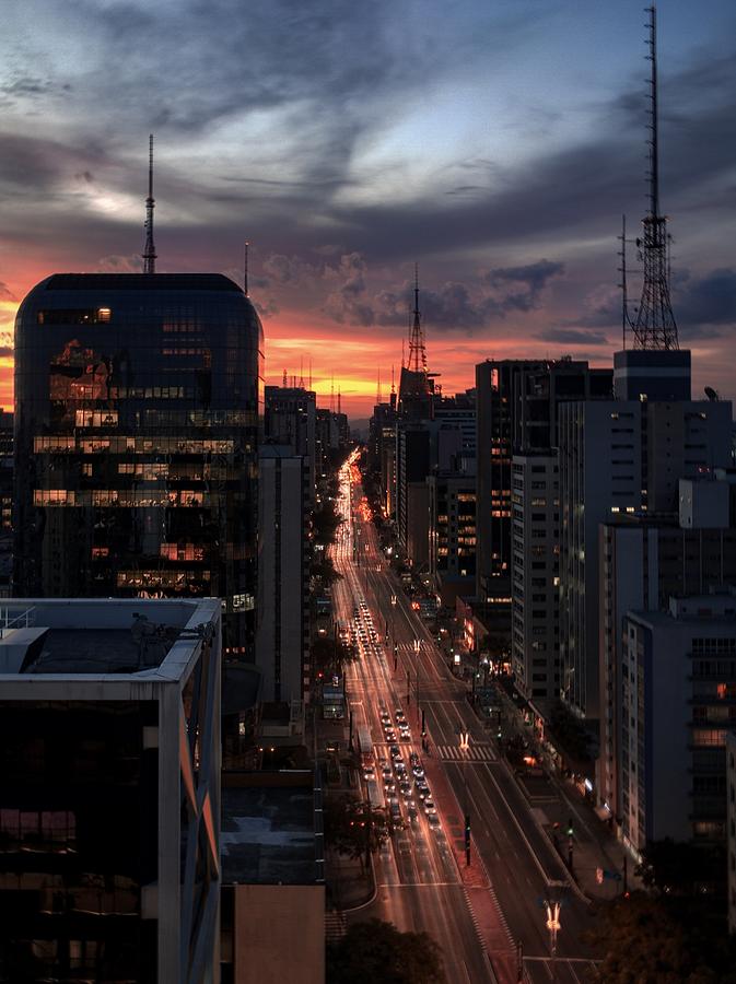 Sunset at Avenida Paulista Photograph by Jolkesky