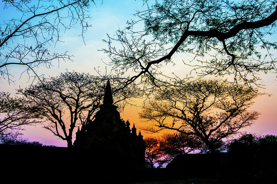 Sunset at Bagan Photograph by Arj Munoz