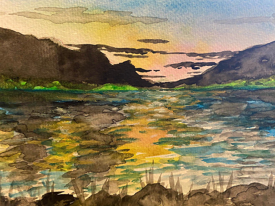 Sunset at Bristol Lake Painting by Larry Whitler