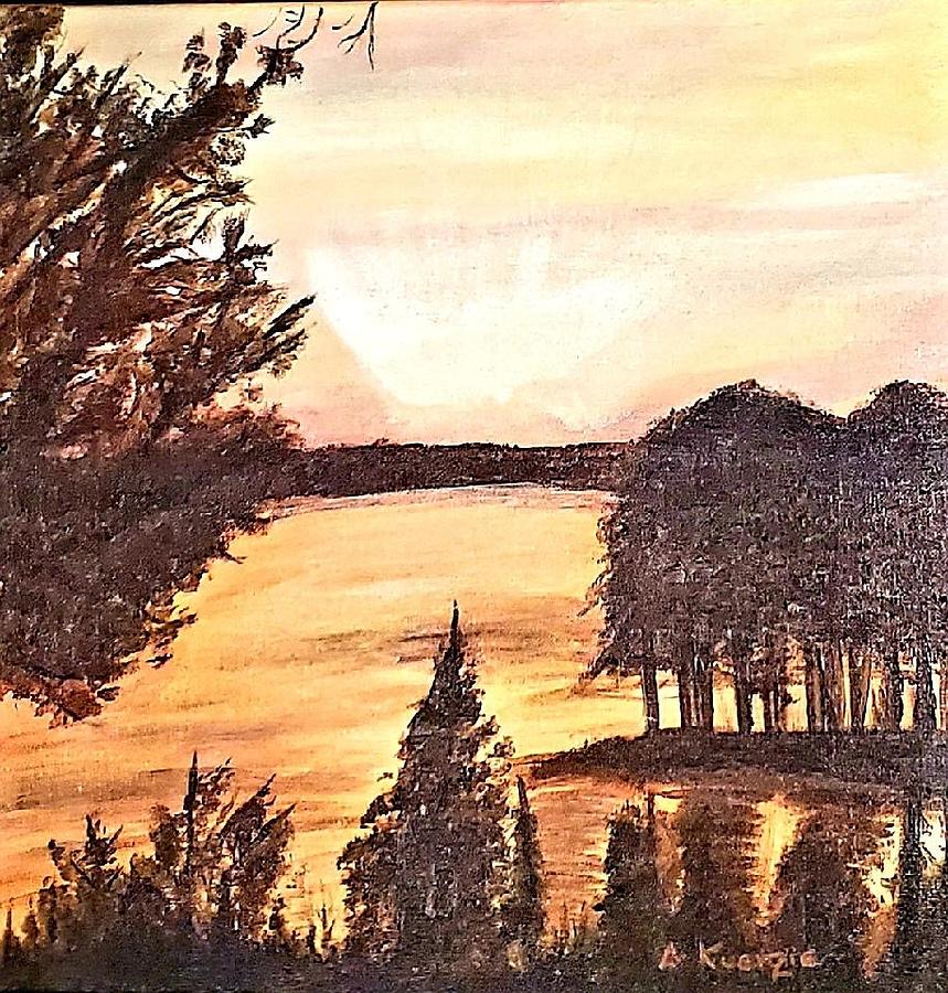 Sunset at Buffalo Creek  Painting by Amy Kuenzie
