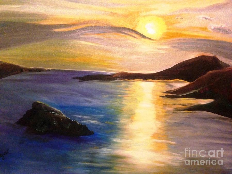 Sunset at Cap Sunion 1 Painting by Tatiana Sragar