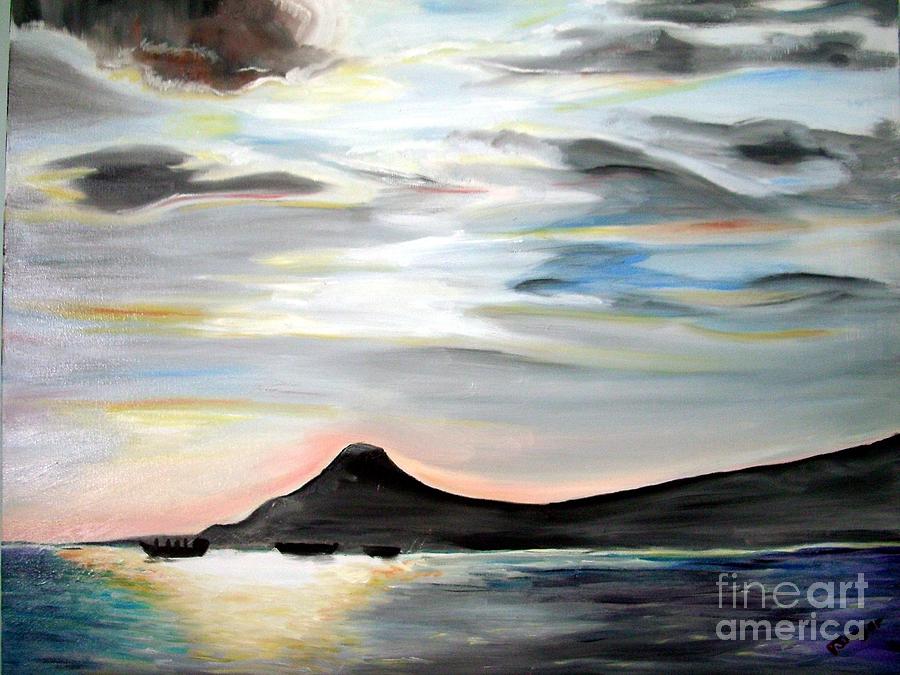 Sunset at Cap Sunion 2 Painting by Tatiana Sragar