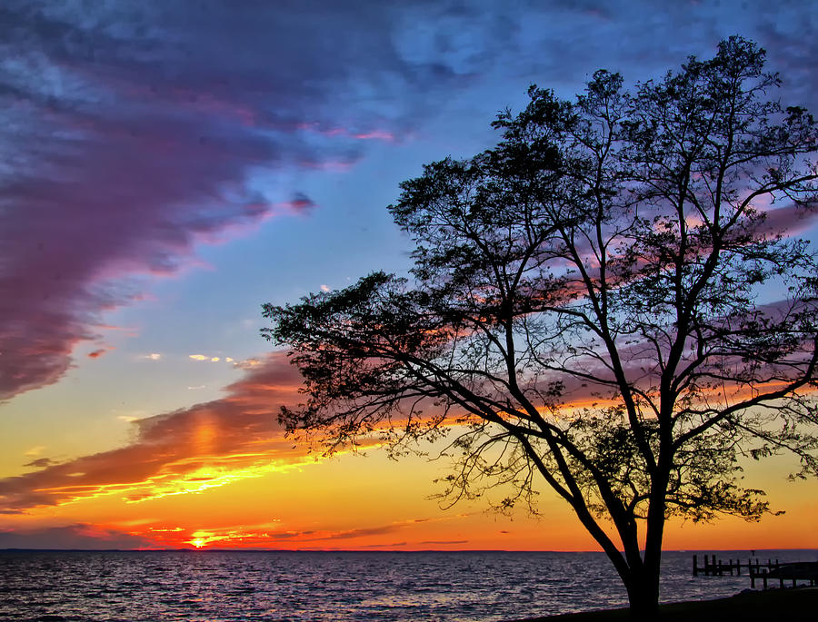 Sunset at Chesapeake beach Photograph by Carolyn Derstine