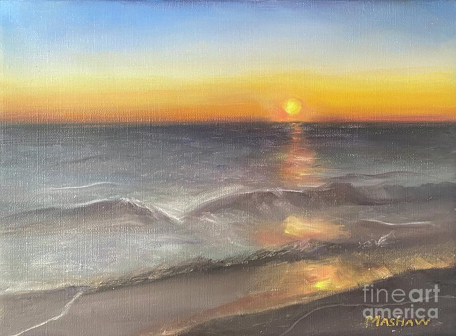 Sunset at Clearwater Beach Painting by Sheila Mashaw