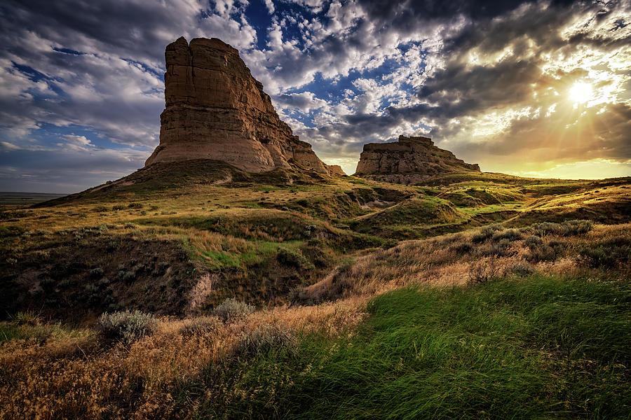 Sunset Photograph - Sunset at Courthouse and Jail Rocks by Rick Berk