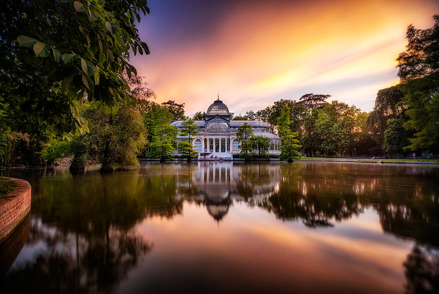 sunset at crystal palace, parque del Buen Retiro park. Madrid, Spain Photograph by Eloi_Omella