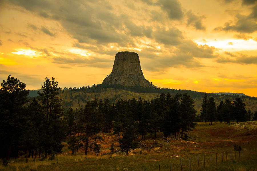 Sunset at Devils Tower, Wyoming Photograph by Evenfh