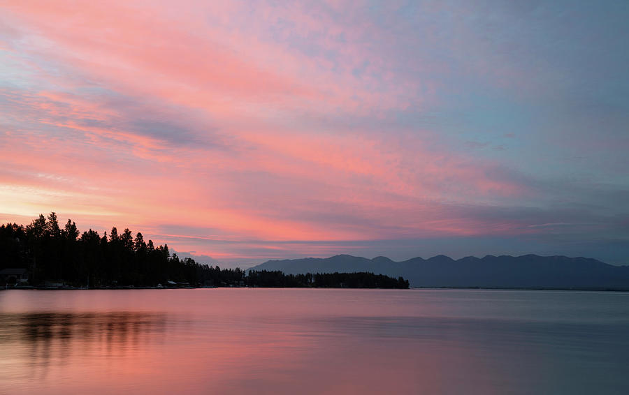 Sunset at Flathead Lake Photograph by Art Cole