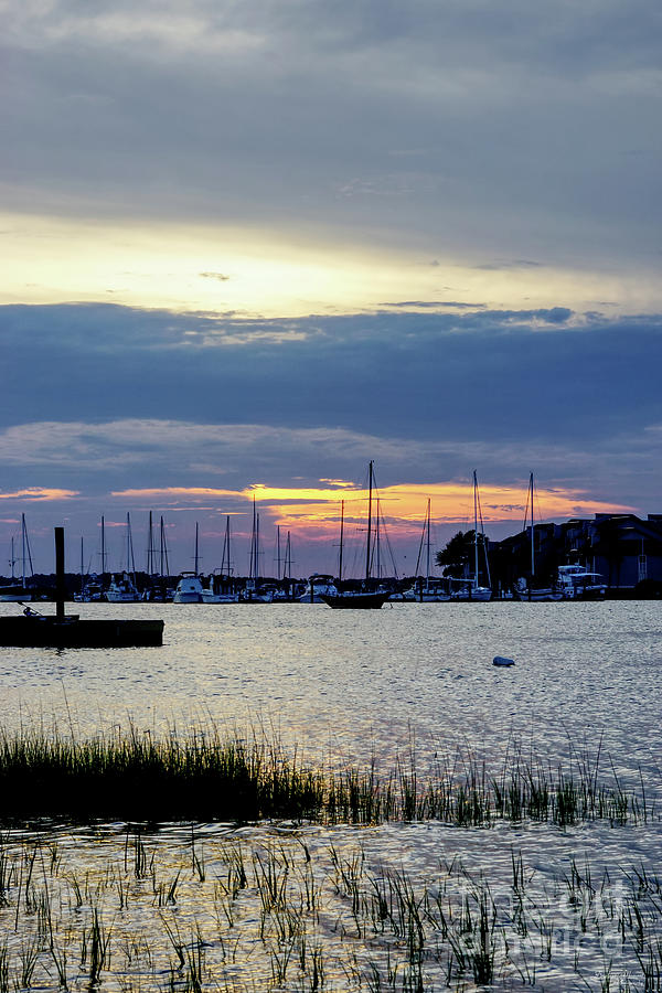 Sunset At Folly Harbor Photograph by Jennifer White