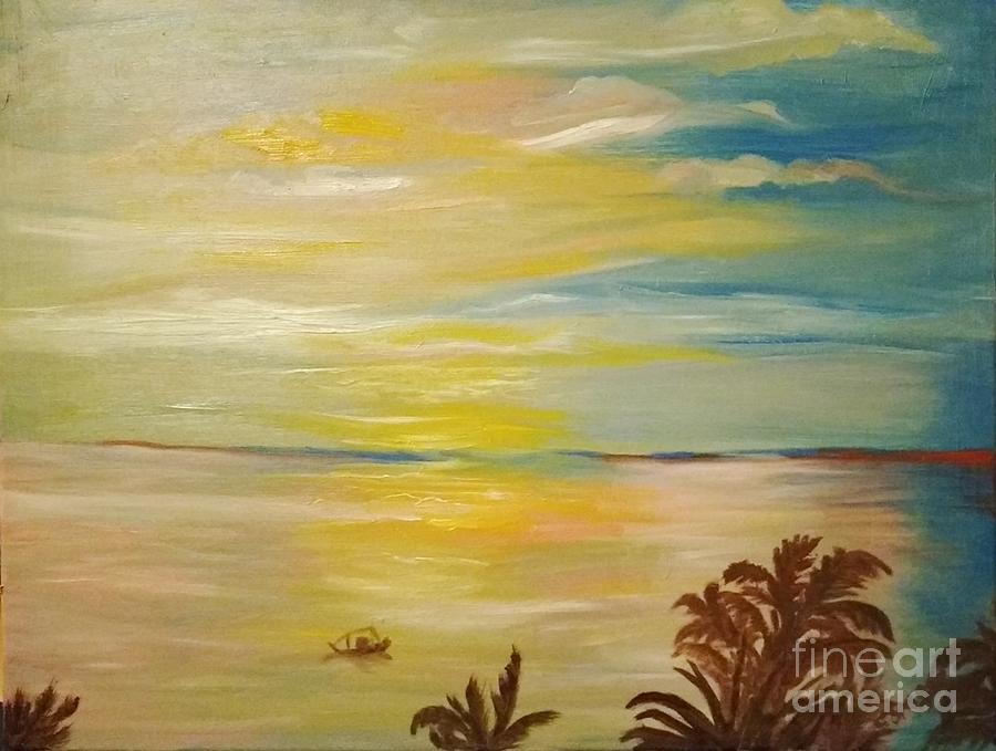 Sunset at Fuengirola Painting by Tatiana Sragar