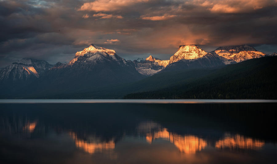 Sunset at Glacier Photograph by Bud Simpson