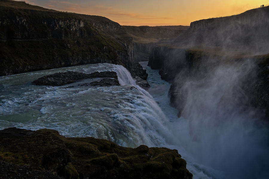Sunset at Gullfoss Photograph by Catherine Reading