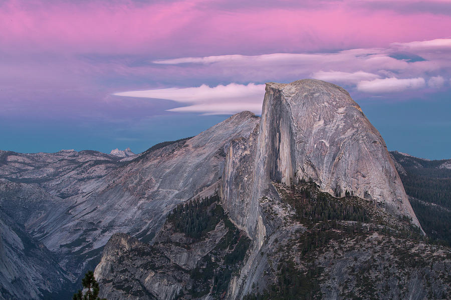 Sunset at Half Dome Photograph by Larry Marshall