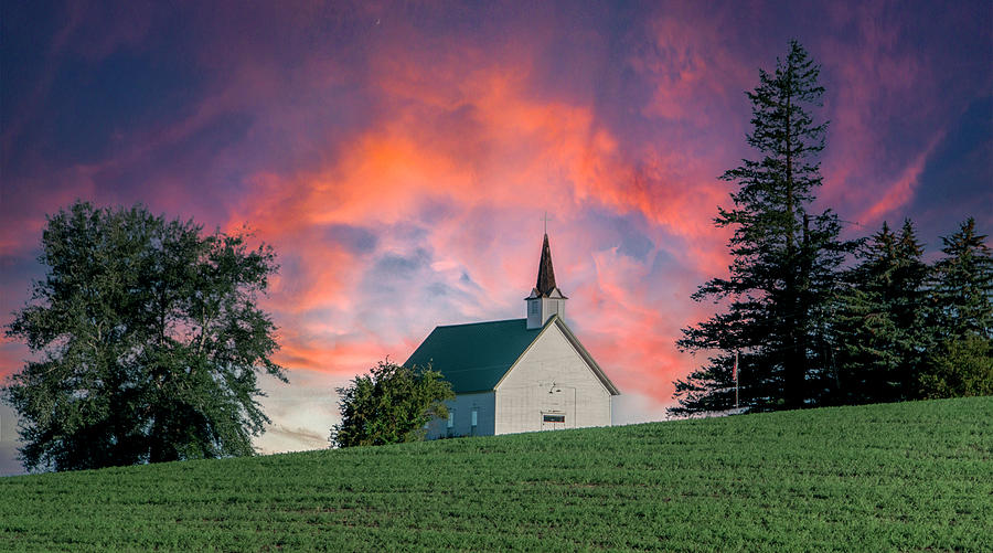 Sunset at Historic Freeze Church, Idaho Photograph by Marcy Wielfaert