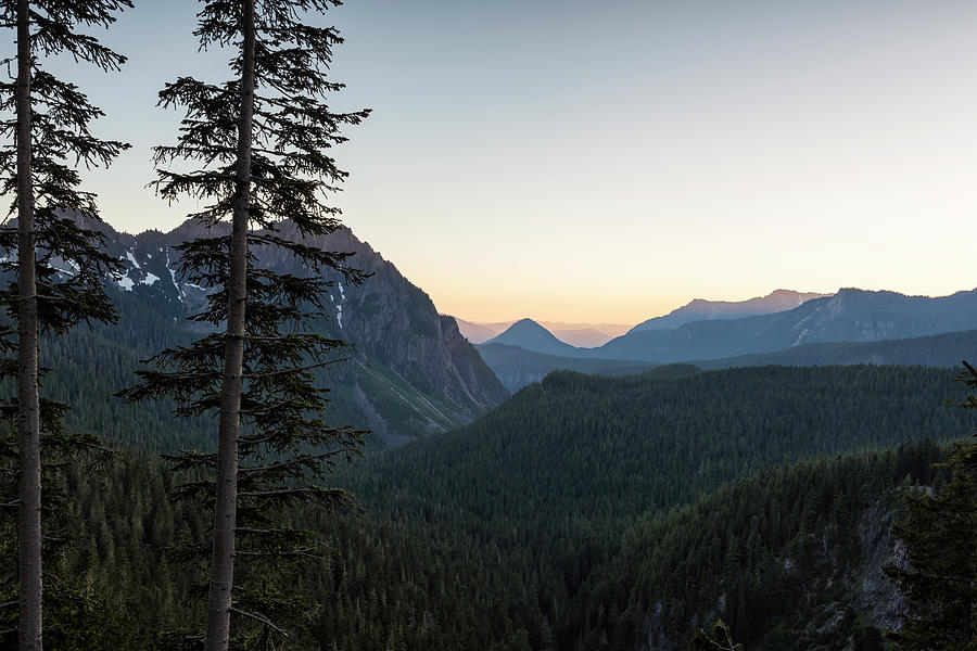 Sunset at Inspiration Point in Mount Rainier Photograph by Belinda Greb