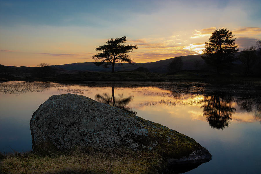 Sunset Photograph - sunset at Kelly hall tarn 635 by Philip Chalk