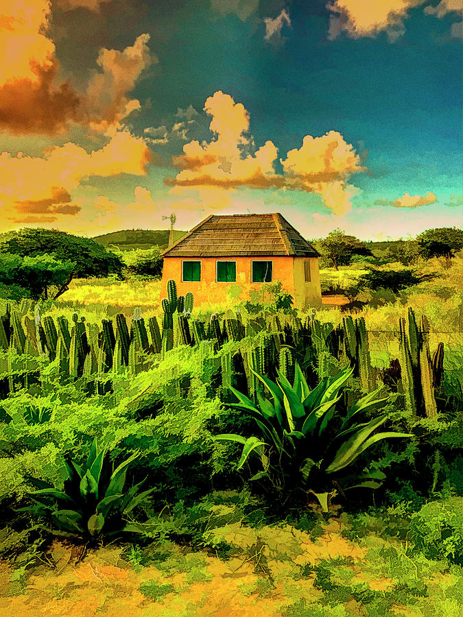 Sunset at Kunuku House in Curacao Digital Art by Pheasant Run Gallery