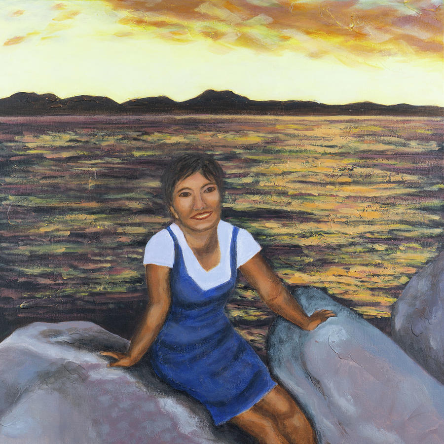 Sunset at Lake Tahoe Painting by Janet Yu