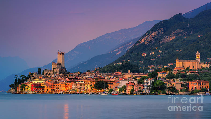 Sunset at Malcesine, Lake Garda Photograph by Henk Meijer Photography
