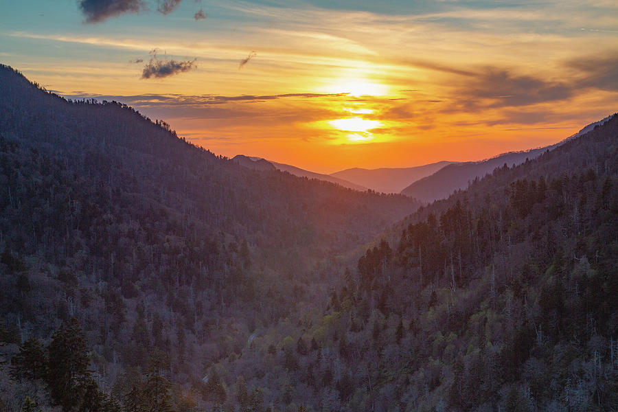 Sunset at Morton Overlook Smoky Mountains Photograph by Carol Mellema ...