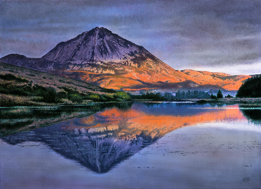 Sunset Painting - Sunset at Mount Errigal by Conor OBrien