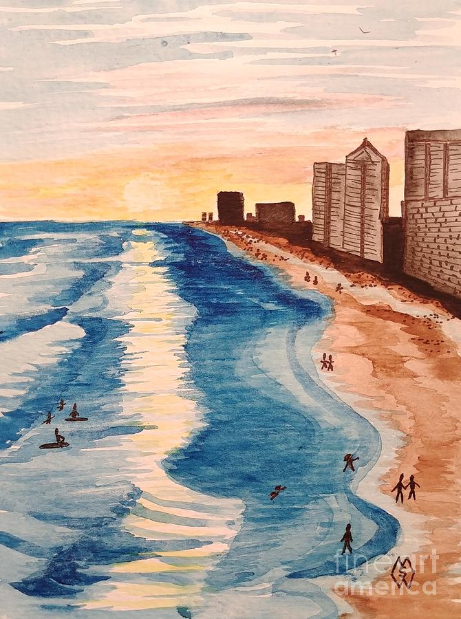 Sunset at Navarre Beach Condos Painting by Matt Starr | Fine Art America