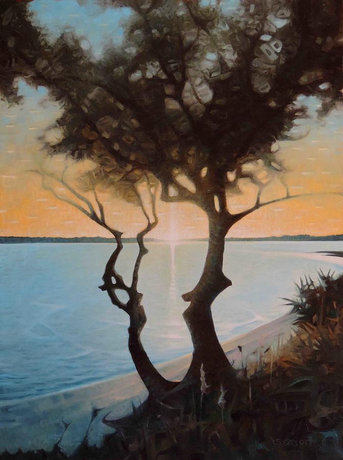 Sunset At Navy Point Painting by T S Carson